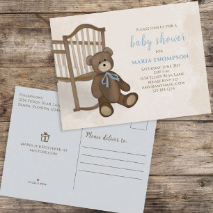 Niedlich Girl Pink Vintag Classic Kinderzimmer Ted Ankündigungspostkarte