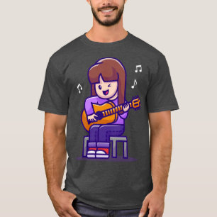 Niedlich Girl Playing Guitar T-Shirt