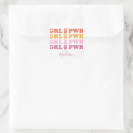 Niedlich Girl Power Peace Sign Quadratischer Aufkleber