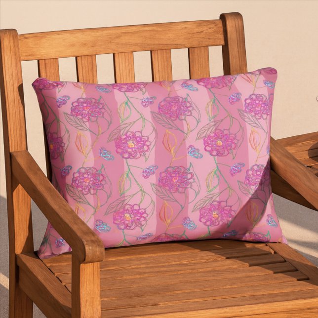 Niedlich-Girl-Rosa Streifen Muster Charme Kissen Für Draußen (Von Creator hochgeladen)