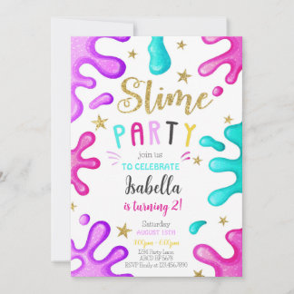 Niedlich Girl Slime Party Geburtstag Einladung