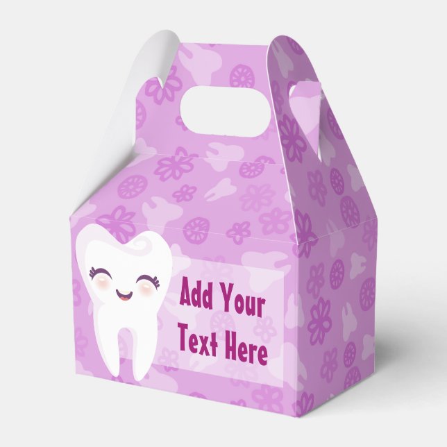 Niedlich Girl Tooth auf Lila - Custom Favor Box Geschenkschachtel (Vorderseite)