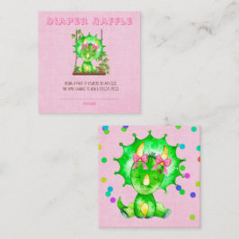 Niedlich Girl Triceratops Diaper Raffle Baby Dusch Quadratische Visitenkarte