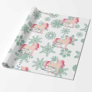 Niedlich Girl Whimsical Snowflakes Geschenkpapier