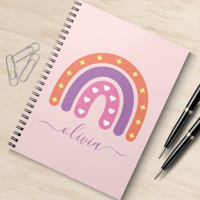 Niedlich Girls Boho Rainbow Name Notizblock (boho rainbow spiral notebook)