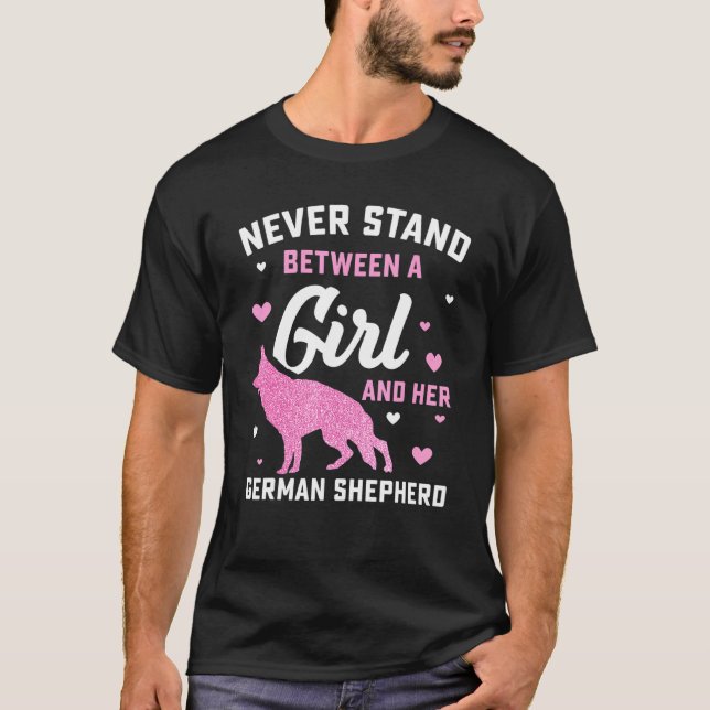Niedlich Girls German Shepherd Dog Hausbesitzer T-Shirt (Vorderseite)