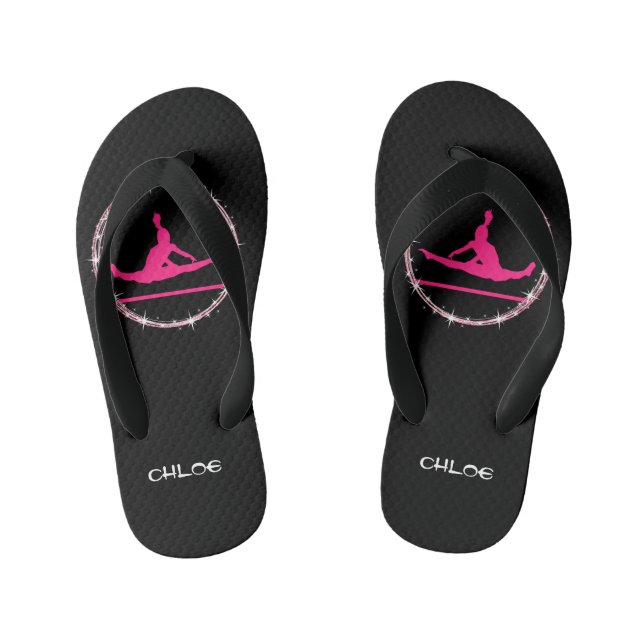 Niedlich Girls Gymnastik Flip Flops mit ihrem Name (Fußbett)