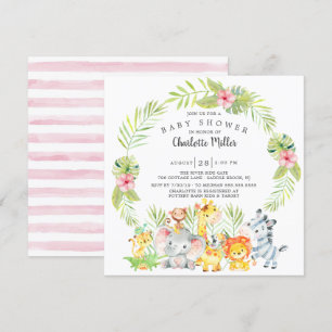 Niedlich Girls Jungle Animals Kinderdusche Einladung