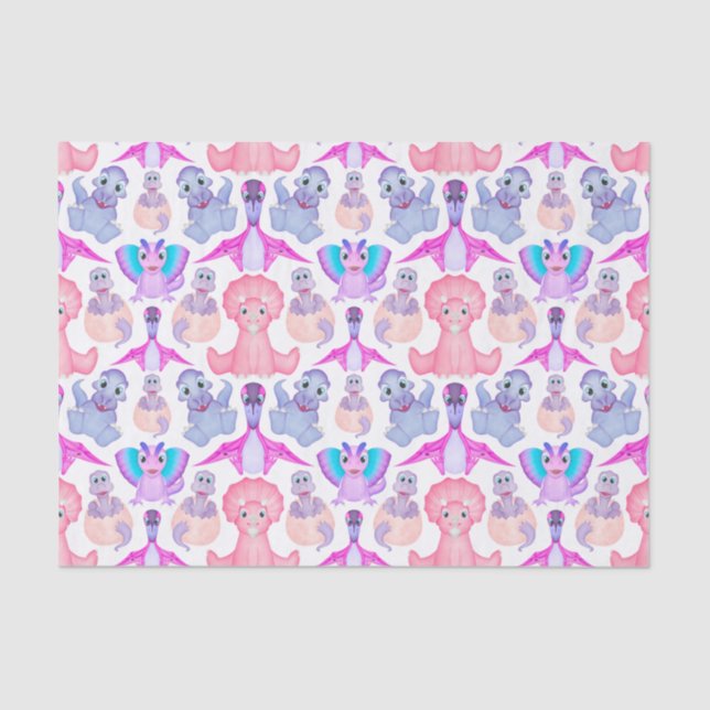 Niedlich Girls Jurassic Dino Birthday Dinosaur Seidenpapier (Vorderseite)