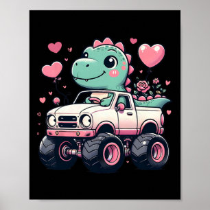 Niedlich Girls Kinder Valentinstag Dinosaur Reiten Poster
