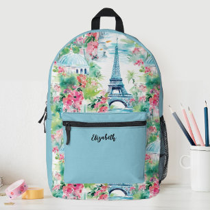 Niedlich Girls Paris Eiffel Tower Floral School Bedruckter Rucksack