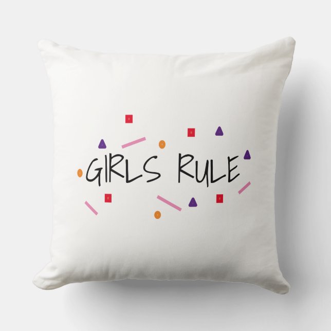 Niedlich Girls Rule Funny Geometric Pattern Kissen (Vorderseite)