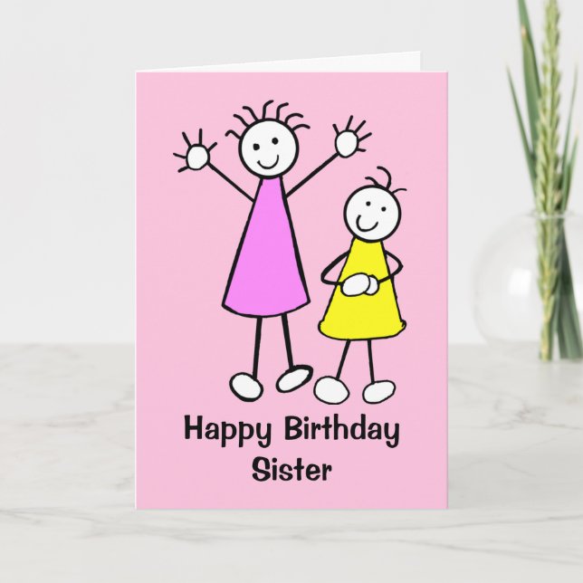 Niedlich Girls Sister Happy Birthday Card Karte (Vorderseite)