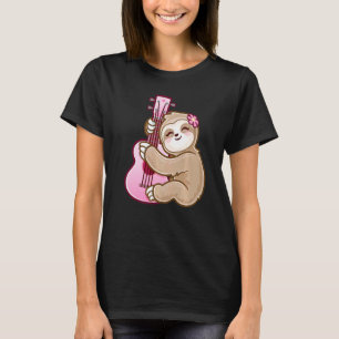 Niedlich Girls Ukulele Uke Pink Gitarre Kid Sloth T-Shirt