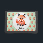 Niedlich Girl's Watecolor Fox Children's First Wal Trifold Geldbörse<br><div class="desc">Dieses niedliche Kinderdesign zeichnet sich durch eine Waldfuchkreatur aus Aquarellwald auf einem grünen Hintergrund mit Fuchsmuster aus und hat Platz für Sie,  die Brieftasche mit Ihrem Kindernamen zu personalisieren. Eine perfekte erste Brieftasche für dein kleines Mädchen an ihrem Geburtstag.</div>