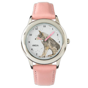 Niedlich Girls Wolf Animal Kids Wildlife Woodland Armbanduhr