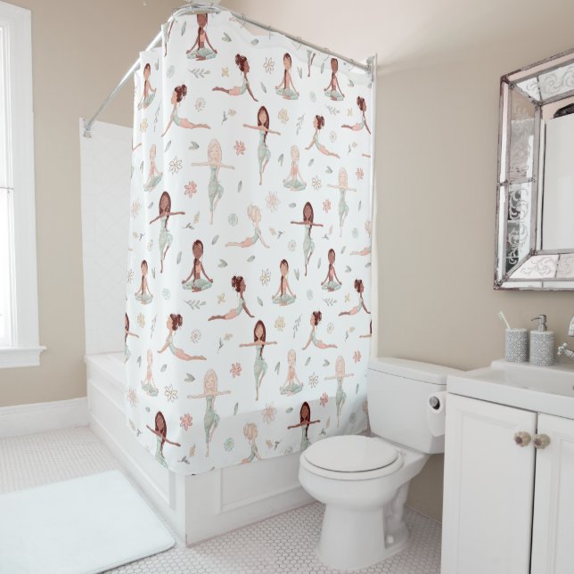 Niedlich Girls Zen Yoga Meditation Spirituelle Nam Duschvorhang (Beispiel)