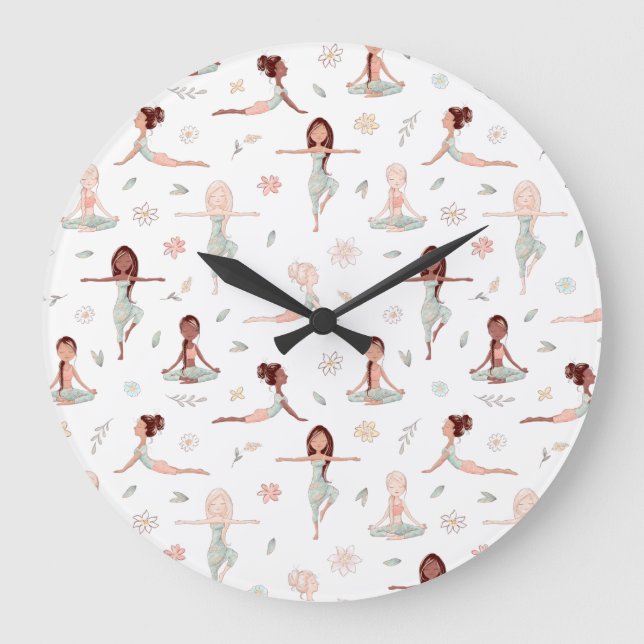 Niedlich Girls Zen Yoga Meditation Spirituelle Nam Große Wanduhr (Vorderseite)