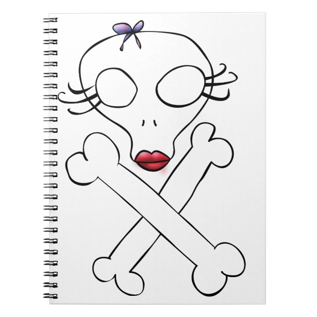 Niedlich Girly Alien Skull Crossbones Notizblock (Vorderseite)