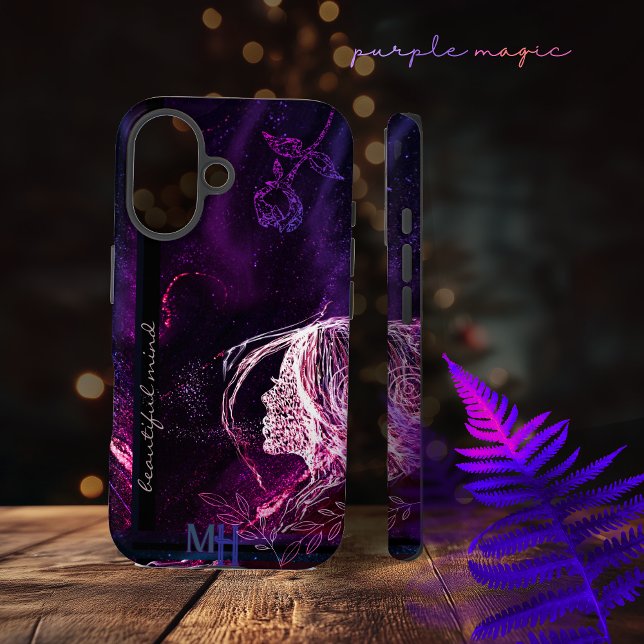 Niedlich Girly Art Lila Galaxy Monogram Case-Mate iPhone Hülle (Cute Girly Art Purple Galaxie Monogram Case-Mate iPhone Case)