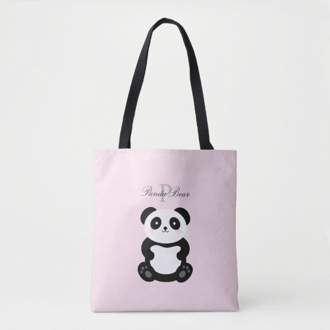 Niedlich Girly Baby Panda Bear Monogram (Vorderseite)
