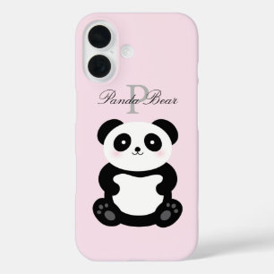 Niedlich Girly Baby Panda Bear Monogram iPhone 16 Hülle
