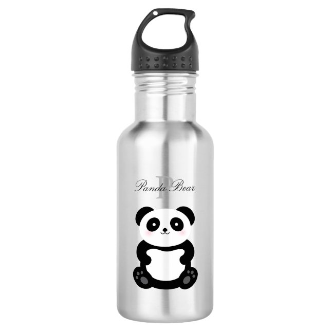 Niedlich Girly Baby Panda Bear Monogram Edelstahlflasche (Vorderseite)