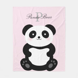 Niedlich Girly Baby Panda Bear Monogram Fleecedecke