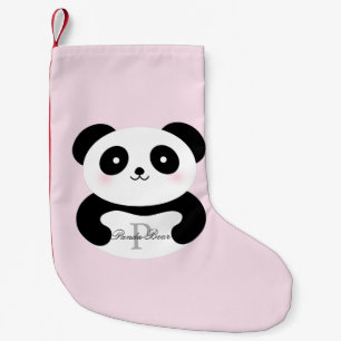 Niedlich Girly Baby Panda Bear Monogram Kleiner Weihnachtsstrumpf