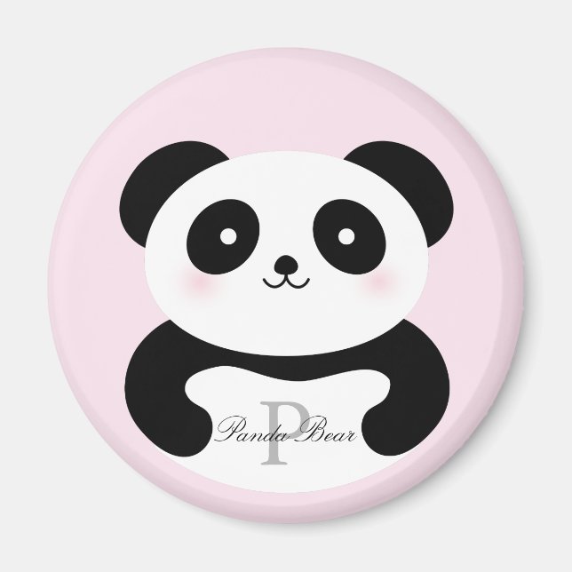 Niedlich Girly Baby Panda Bear Monogram Magnet (Vorne)
