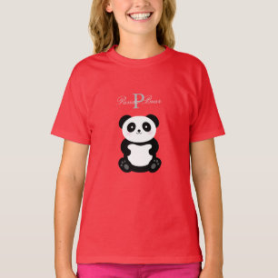 Niedlich Girly Baby Panda Monogramm T-Shirt