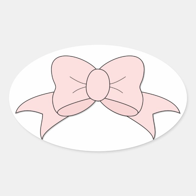 Niedlich Girly Baby Pink Bow Ovaler Aufkleber (Vorderseite)