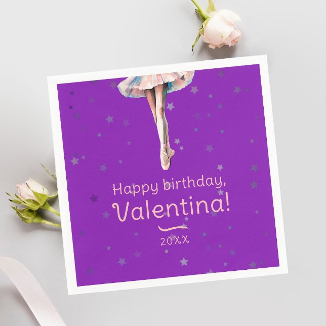 Niedlich Girly Ballerina Tanz Rosa Tutu Lila Stars Serviette (Von Creator hochgeladen)