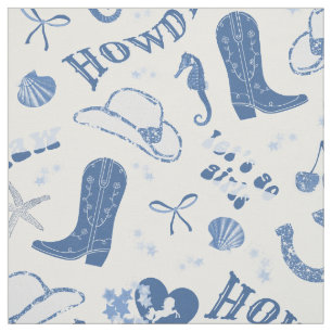 Niedlich Girly Blue Coastle Cowgirl Ästhetisches M Stoff