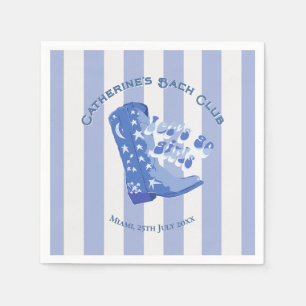 Niedlich Girly Blue Cowgirl Boot Stripe Serviette