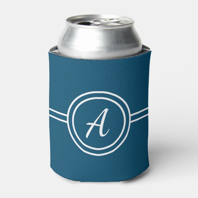 Niedlich Girly Blue Monogram Dosenkühler (Kanne Vorderseite)