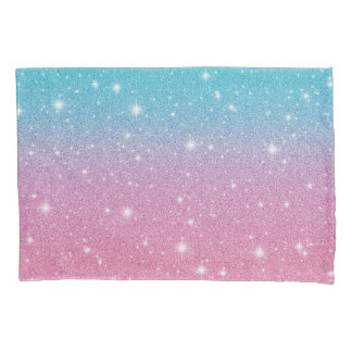 Niedlich Girly Blue Pink Imitate Glitzer Glitzern Kissenbezug