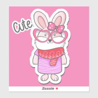 Niedlich Girly Bunny Aufkleber
