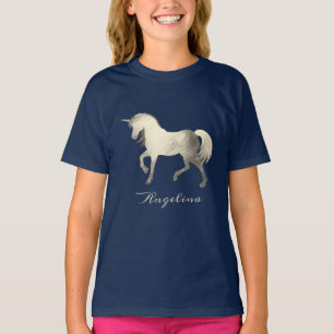 Niedlich Girly & Chic Silver Foil Einhorn Personal T-Shirt