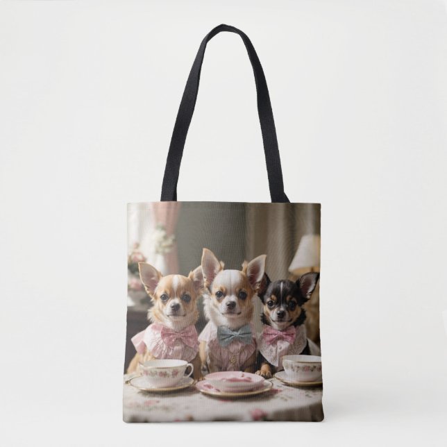 Niedlich Girly Chihuahua Tea Party (Vorderseite)