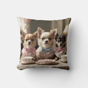 Niedlich Girly Chihuahua Tea Party Kissen