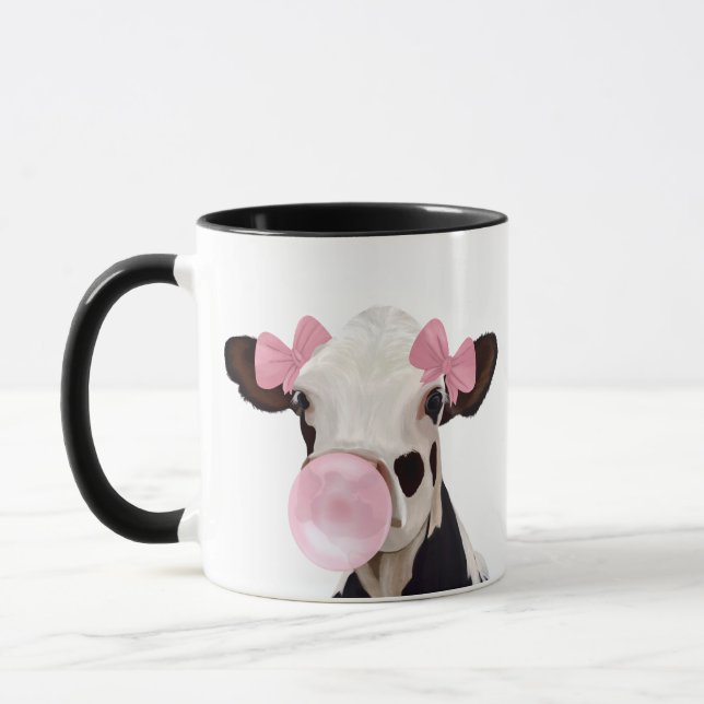 Niedlich Girly Cow Pink Bubblegum Tasse (Links)