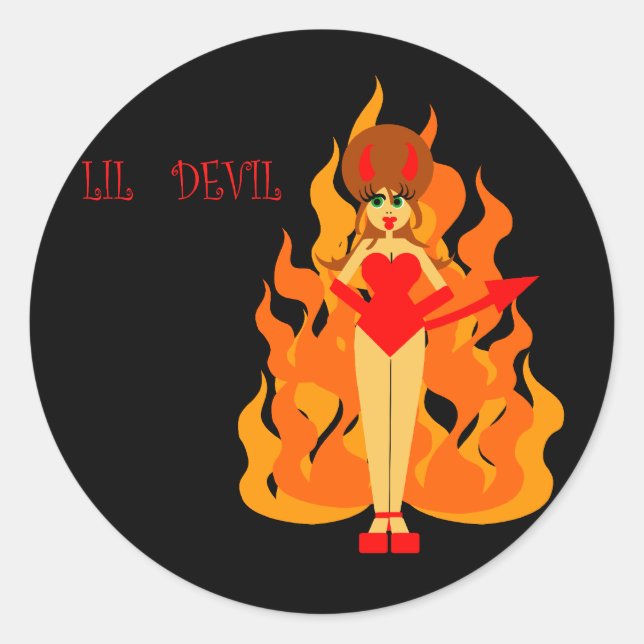 Niedlich Girly Devil Image Runder Aufkleber (Vorderseite)