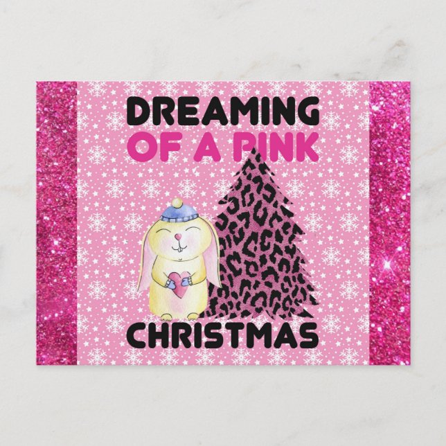 Niedlich Girly Dreaming - Eine rosa Weihnachtskart Postkarte (Vorderseite)