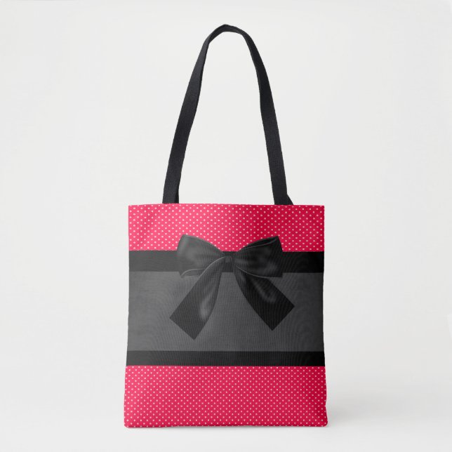 Niedlich Girly Elegant Red Polka Dots - Black Bow (Vorderseite)
