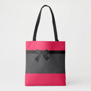 Niedlich Girly Elegant Red Polka Dots - Black Bow