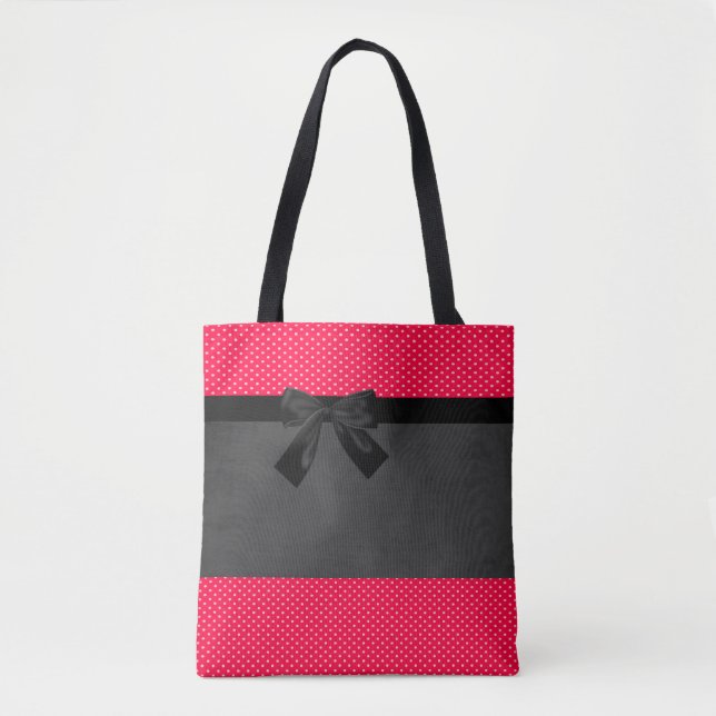 Niedlich Girly Elegant Red Polka Dots - Black Bow (Vorderseite)