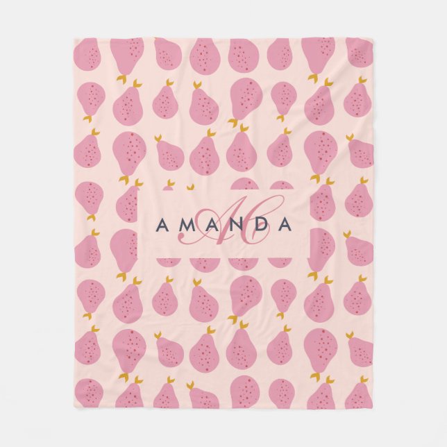 Niedlich Girly Feminine Birne Mit Monogramm Erstge Fleecedecke (Vorderseite)