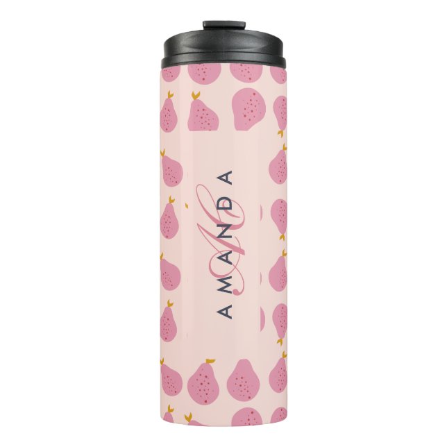 Niedlich Girly Feminine Birne Mit Monogramm Erstge Thermosbecher (Vorderseite)