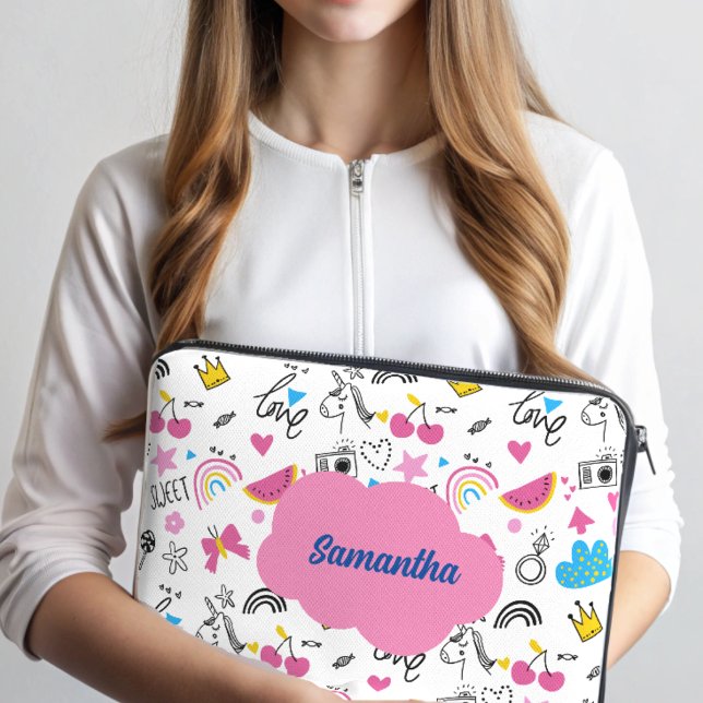Niedlich Girly First Name Trendy Illustration Must Laptopschutzhülle (Von Creator hochgeladen)